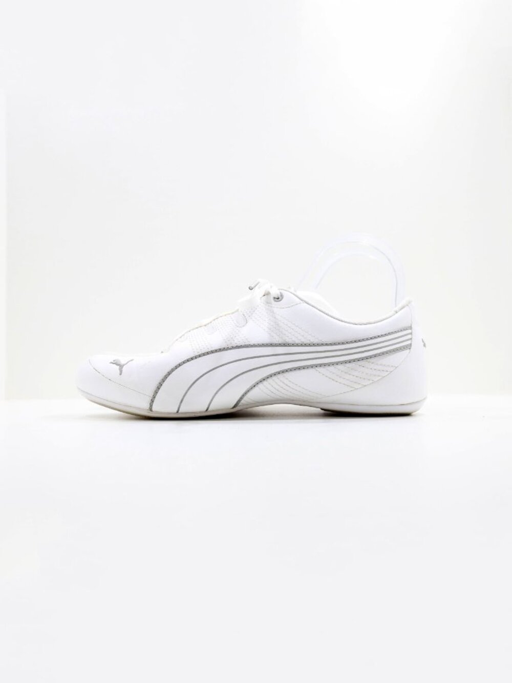 Puma Soleil White & Gray Leather Low Top Sneakers Driving Shoes - Women's 9.5